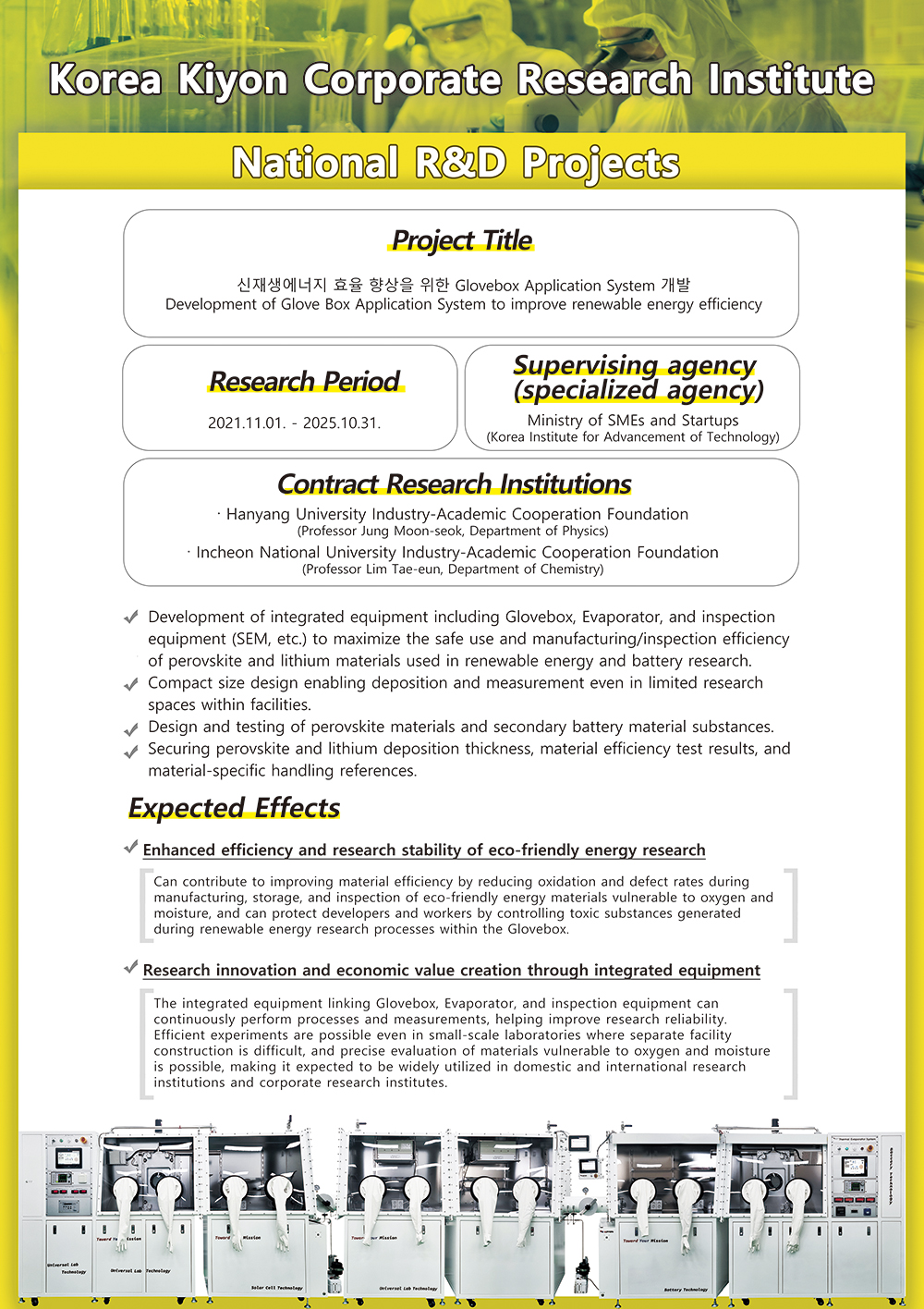 Development of Glove Box Application System to improve renewable energy efficiency
